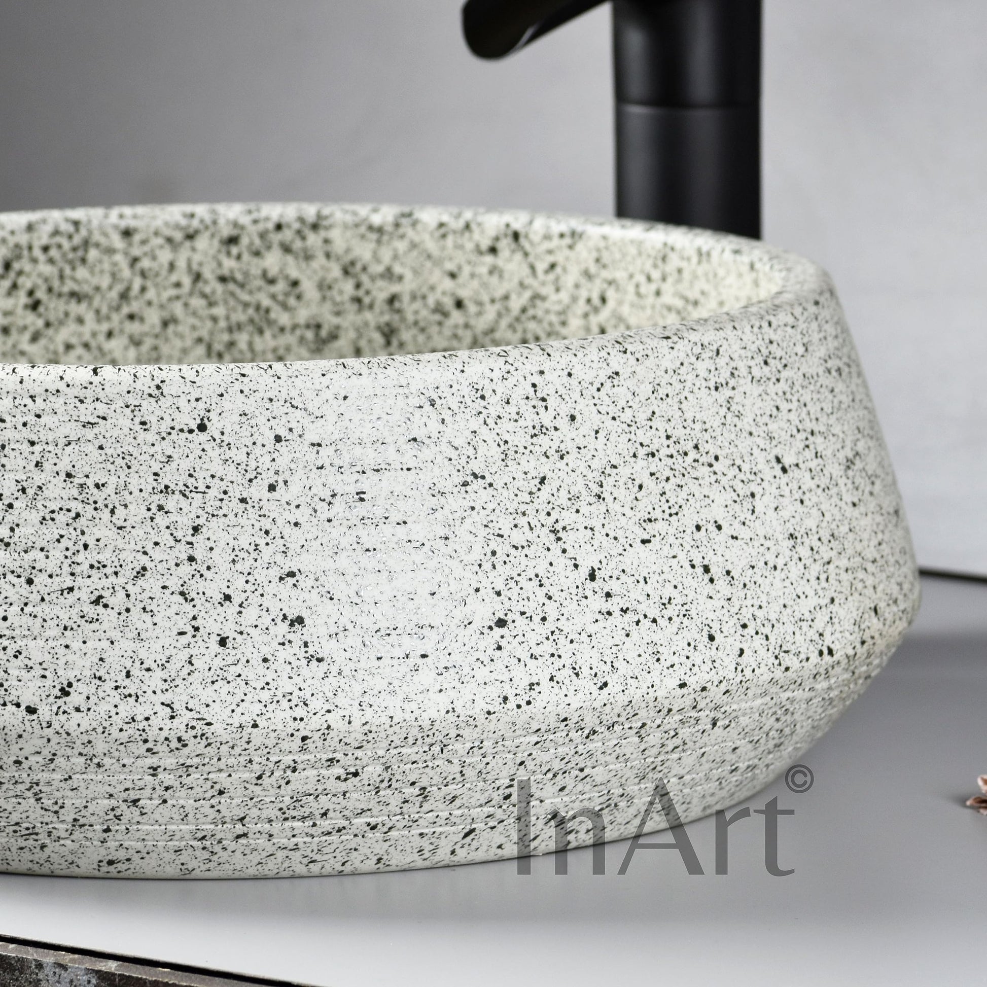 Wash basin design table top for bathroom counter, light green round ceramic basin with smooth rim detail
