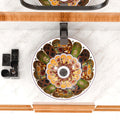 Printed ceramic wash basin with Moroccan artwork, round countertop wash basin for home, office or hotel washroom