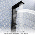 Matte black 4 in 1 shower system inspired by akdy 65 inch shower panel style, stainless steel wall panel