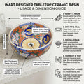 Table top wash basin counter design for modern bathroom, square ceramic basin in multi colour glossy look
