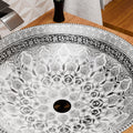 Table top wash basin counter design with square ceramic basin, glossy multicolour Mexican finish