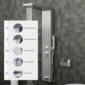 InArt wall mount shower panel set installed in modern bathroom, rainfall shower head and body jets in use