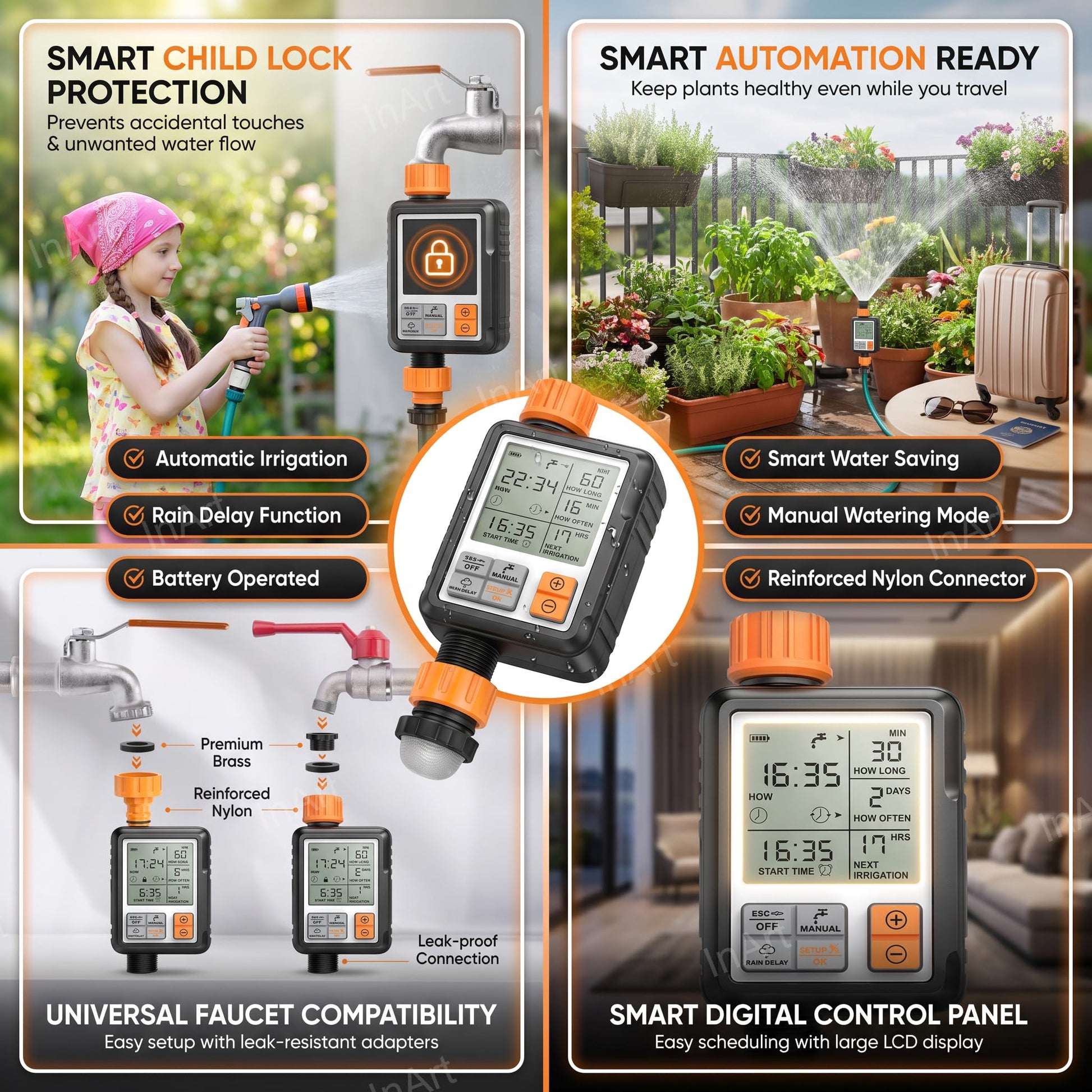 Battery operated tap timer with sealed battery compartment for outdoor use