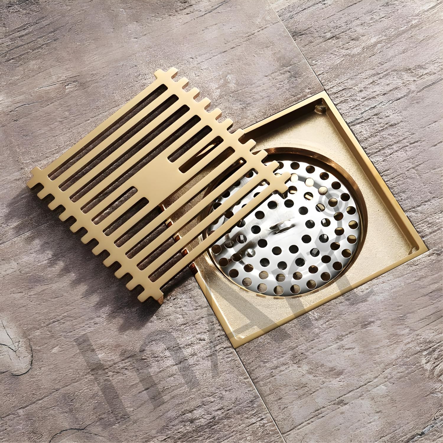 InArt brass floor drain jali square with cockroach trap, antique brass bronze finish for bathroom and kitchen