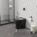 InArt back to wall western toilet in glossy black ceramic, oval one piece floor mount WC pan for washroom