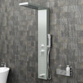 InArt black shower tower in 304 stainless steel, rectangular wall-mount shower panel system, brushed nickel