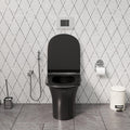 S trap western toilet 4 inch outlet shown on InArt back to wall WC pan, floor mount connection detail