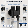 InArt 2 way angle tap 100% brass double outlet angle valve black matt wall angle cock for bathroom