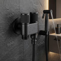 InArt 2 in 1 angle cock black matt, 100% brass double outlet angle valve for bathroom sanitaryware