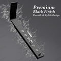 InArt black stainless steel shower panel with rainfall head shown from alternate angle view