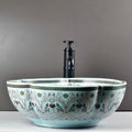 InArt Ceramic Round Wash Basin | Mexican 5 - Light Blue | European Style | TableTop Vessel Sink | 41 x 41 x 14 cm - InArt-Studio