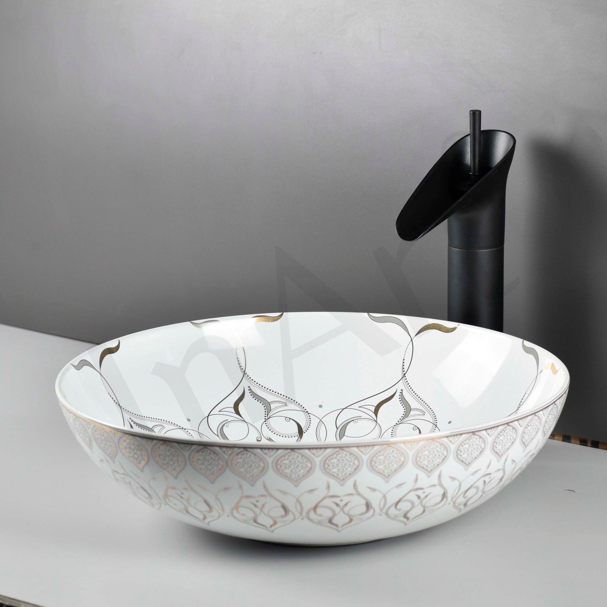 InArt Modern Table Top Wash Basin 40 x 40 CM White Gold Design - InArt-Studio