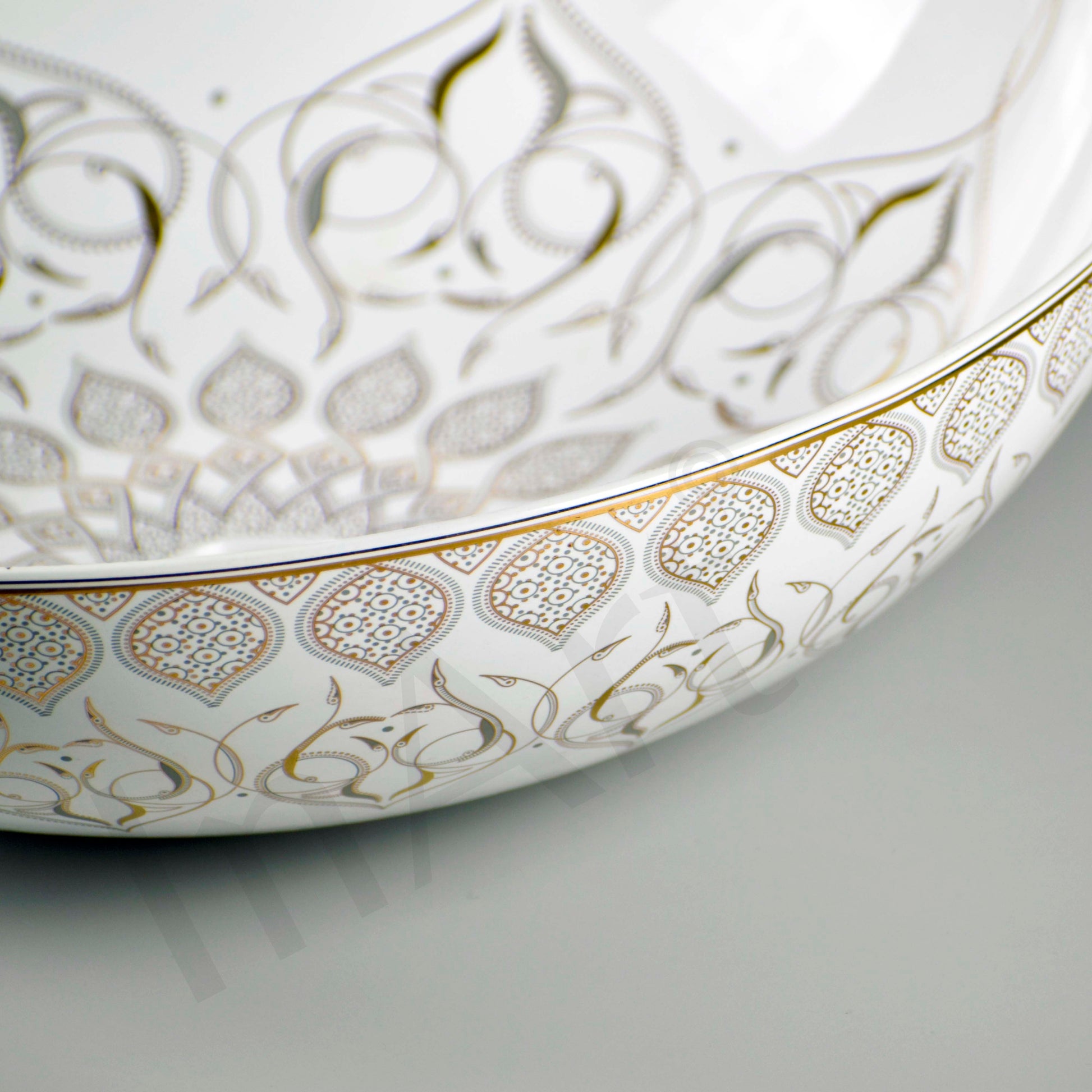 InArt Modern Table Top Wash Basin 40 x 40 CM White Gold Design - InArt-Studio