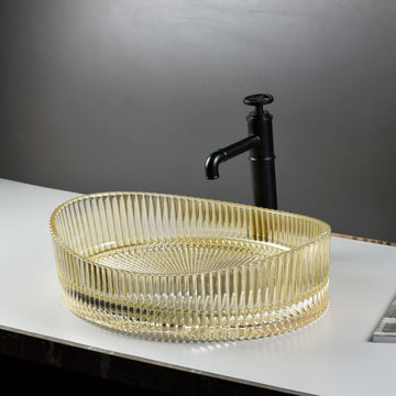 InArt Luxury Gold Glass Basin | Oval Countertop Wash Basin | 50x37x14cm | Modern Style - InArt-Studio