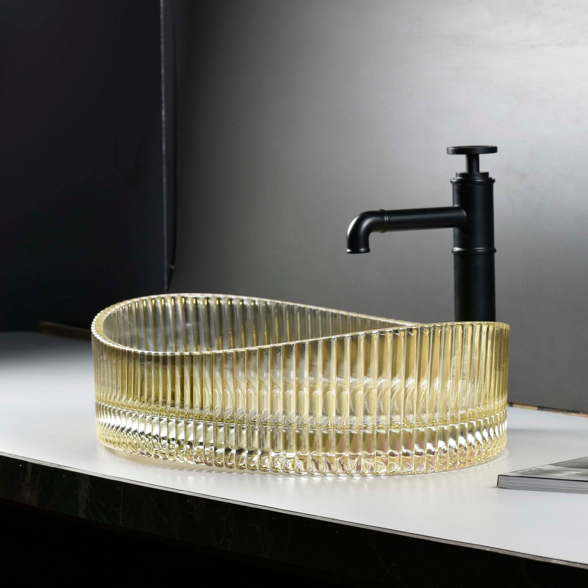InArt Luxury Gold Glass Basin | Oval Countertop Wash Basin | 50x37x14c ...