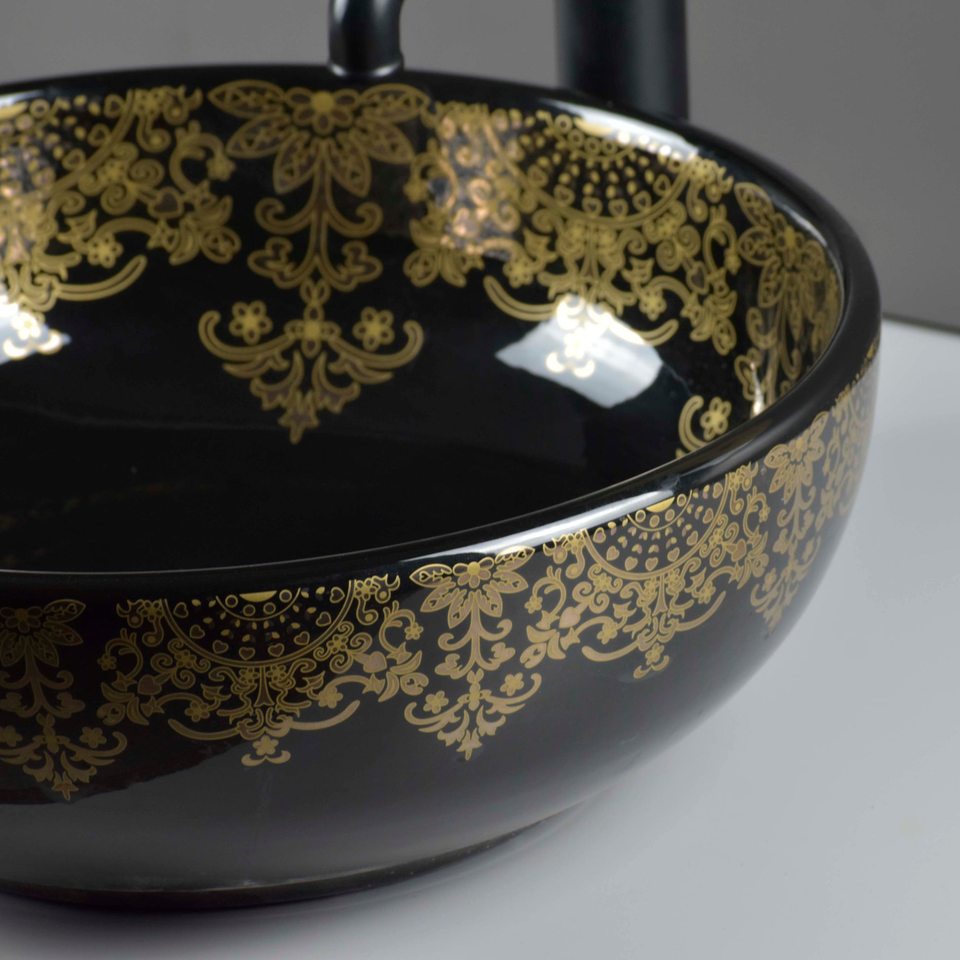 InArt Ceramic Round Wash Basin | Black Mexican 3 | 41D x 41W x 14H cm | European Elegance - InArt-Studio