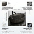 Side profile showing 14 cm height of oval table top basin in black glass