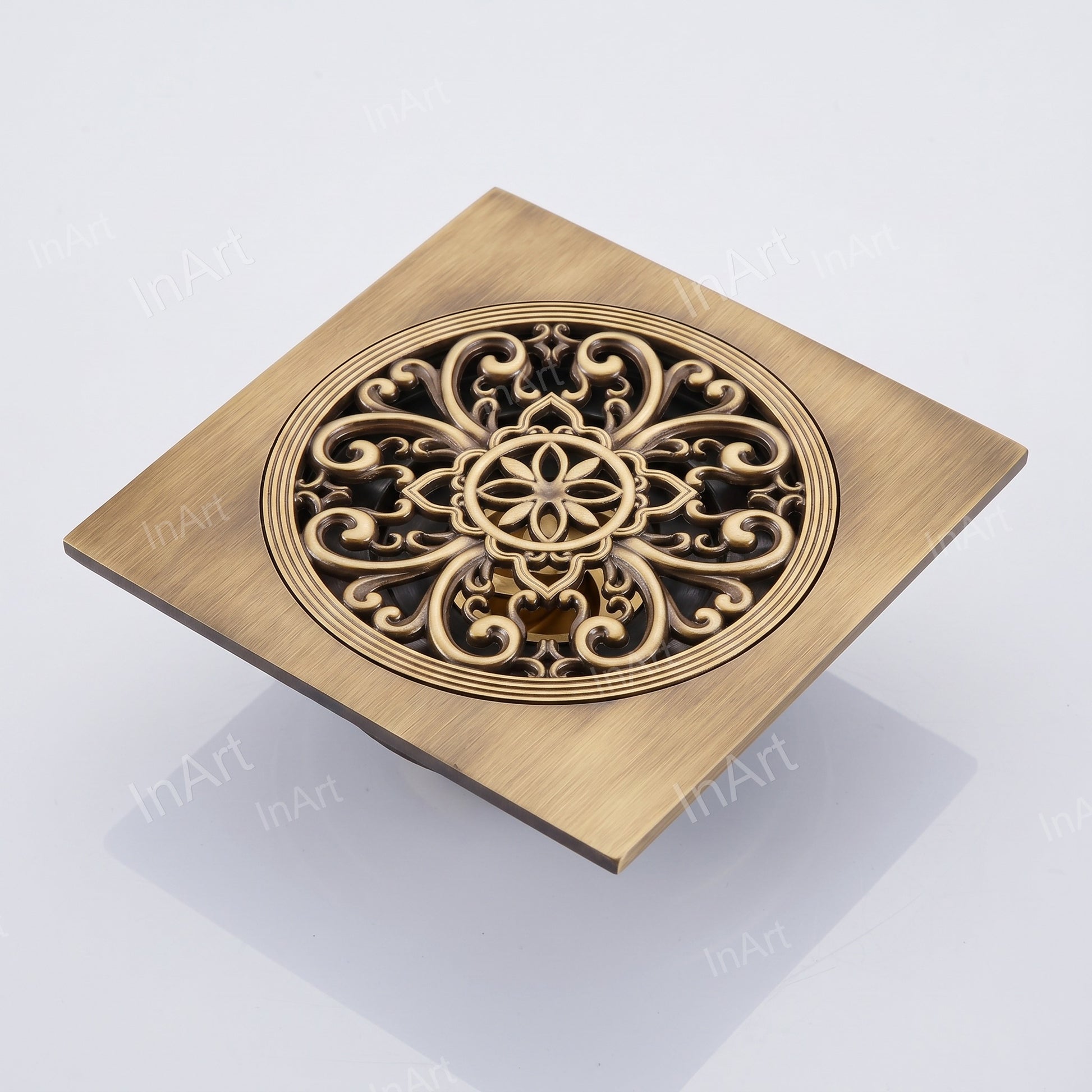 Bathroom floor drain with anti-foul cockroach trap feature, square 6x6 inch