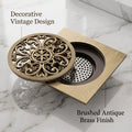 Installed-look square floor drain cover for washroom and shower wet area