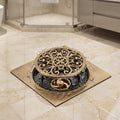 Brass floor drain grating for kitchen or balcony, square 6x6 inch antique tone