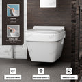 InArt white ceramic rimless wall hung commode - installation diagram with mounting dimensions and specifications
