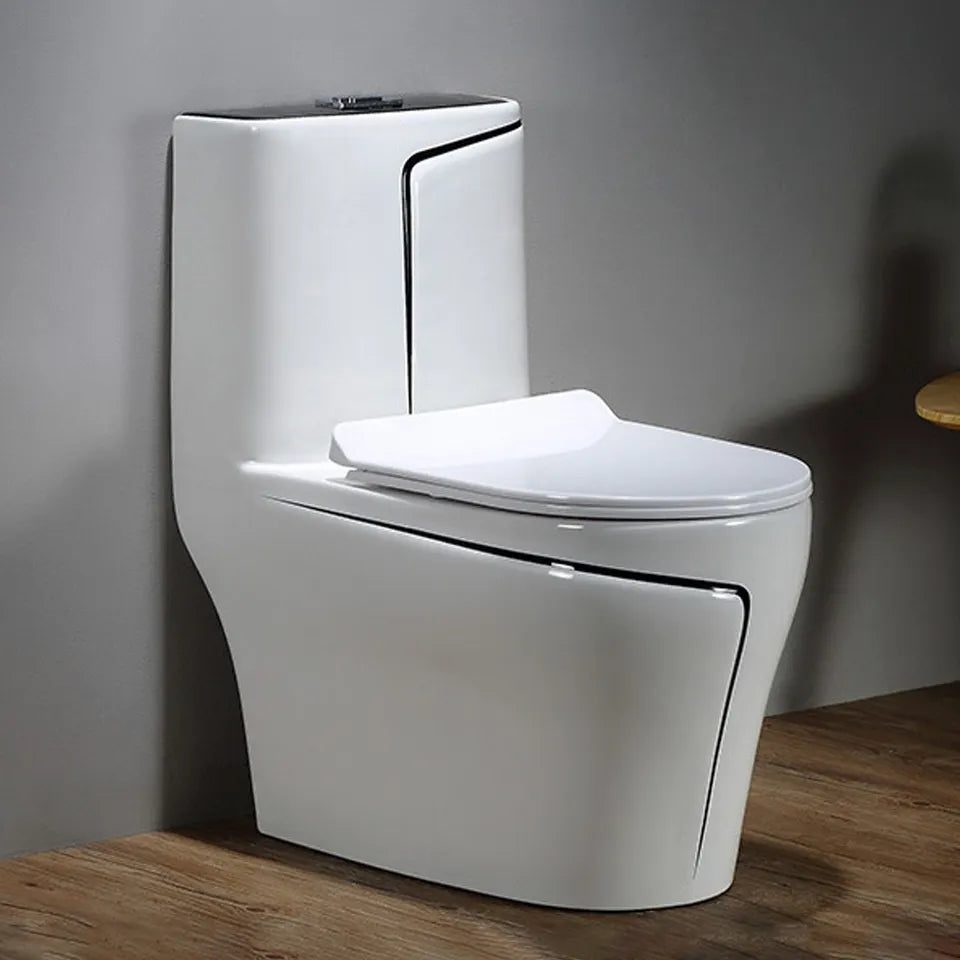 InArt One Piece Toilet Commode Rimless Syphonic - Ceramic Western Toilet Design Water Closet Glossy Black White Color OPD031 - InArt-Studio