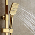InArt Thermostatic Rainfall Shower Panel Faucets Set Wall Mounted Rain Shower Faucet with Rack Bath Wall Mixer Tap Hot Cold with Hand Shower Gold - InArt-Studio