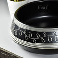 InArt Ceramic Counter or Table Top Wash Basin Black Matt Floral 42x42CM DW267 - InArt-Studio