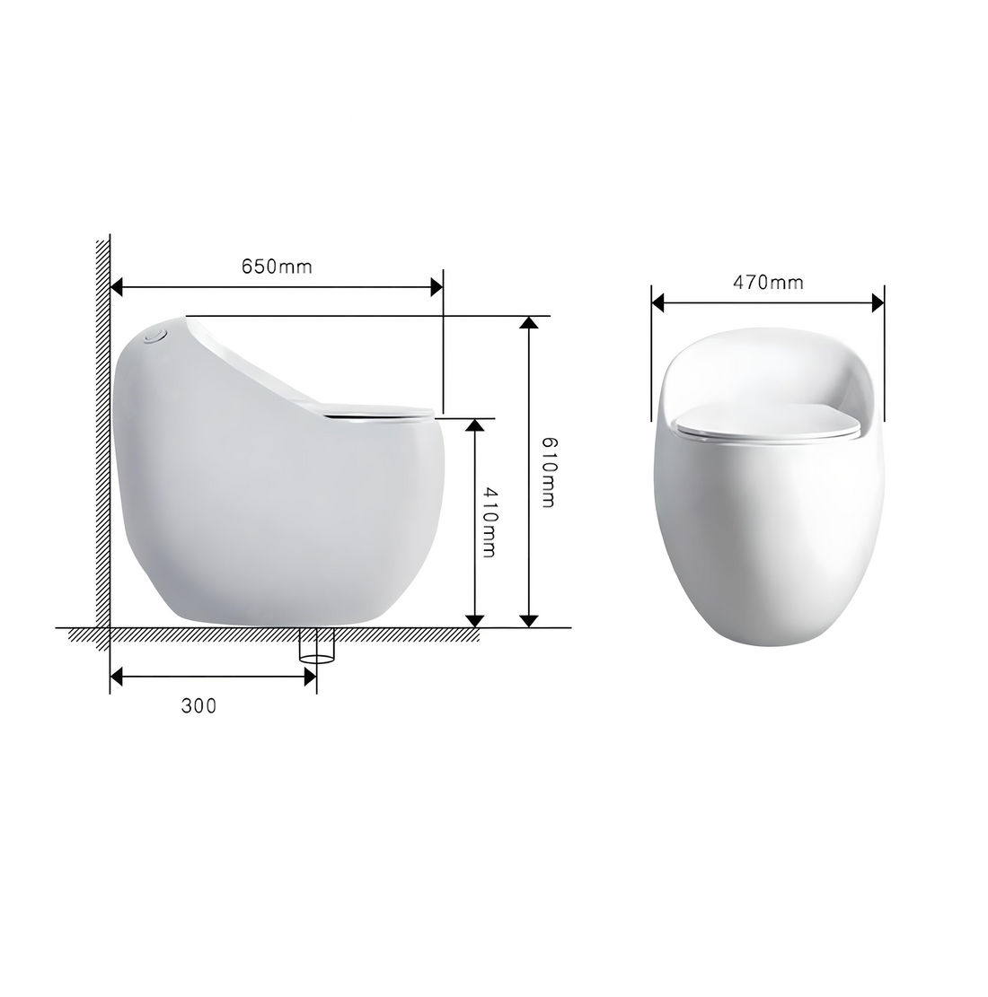 InArt One-Piece Black Glossy Rimless Toilet - Modern Design with Soft Close Seat - InArt-Studio