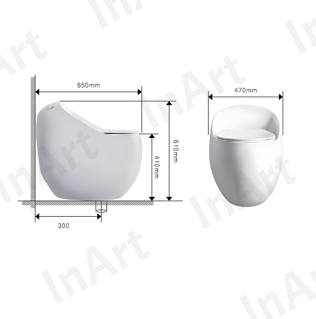 InArt Premium Matte Black Ceramic Western Toilet - Elongated Oval, Soft Close Seat - InArt-Studio