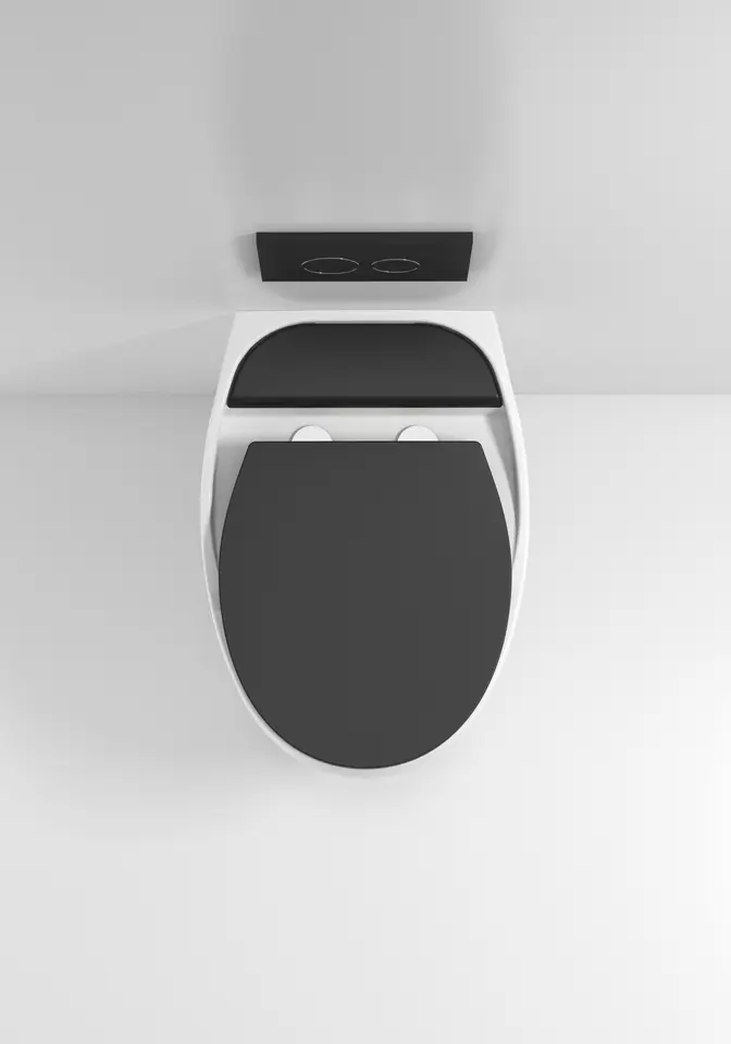 InArt Ceramic Wall Hung or Wall Mounted Designer (Clean Rim) Rimless Water Closet Toilet with Soft Close Seat Cover Black Matt - InArt-Studio