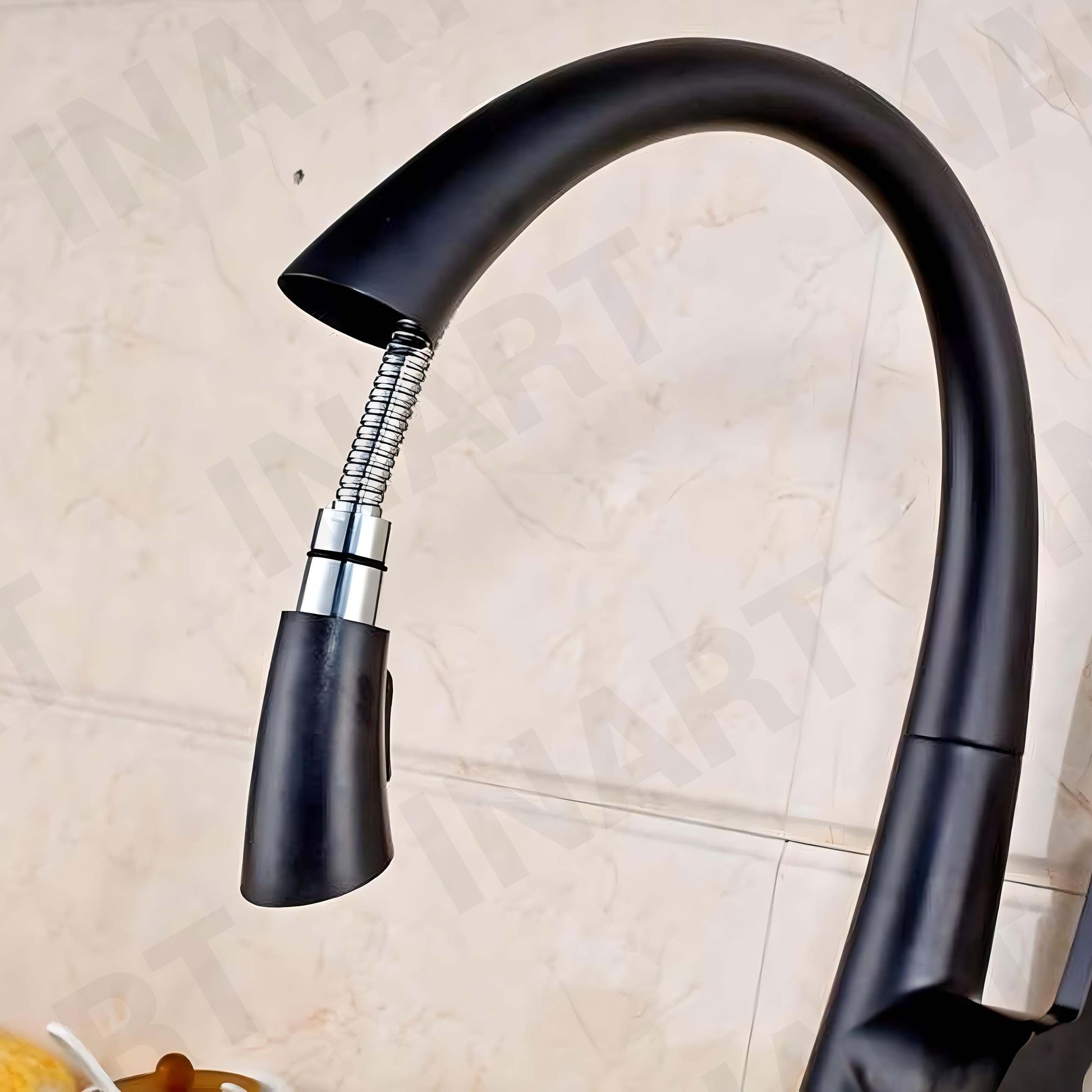 InArt Black Matt Kitchen Sink Mixer - Single Lever with High Arc Spring & 360° Swivel Spout - InArt-Studio