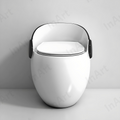InArt Ceramic Commode, Egg Shape, 660x515x615mm, Floor Mounted, Soft Close Seat, White & Black Glossy - InArt-Studio