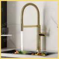 InArt Gold Brass High Arc Kitchen Faucet - Single Handle with Pull Down Sprayer and 360 Swivel - InArt-Studio