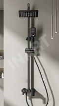 Inart Luxury Shower Panel with 3 in 1 Wall Mixer - Single Lever, Hand Shower, and Overhead Square Shower System in Elegant Black Finish - InArt-Studio
