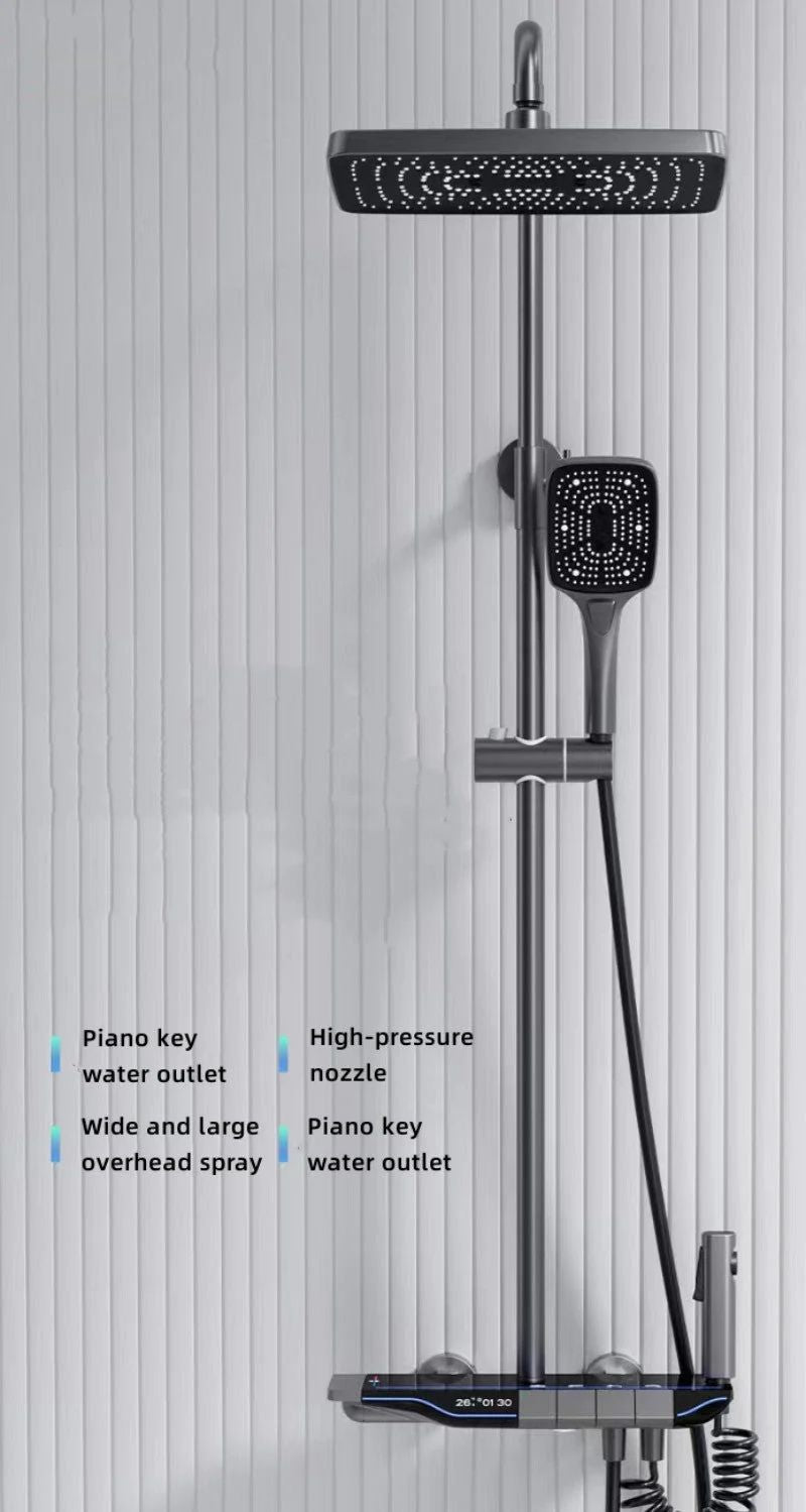 InArt Shower Panel & Mixer Tap Set: Hot/Cold Water, Digital Display, Bath Shower Combo, Bathroom Diverter, Wall Mixer with Rainfall Experience - InArt-Studio