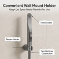 Bathroom toilet jet spray set showing gun, hose and wall hook components