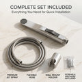 Brushed finish handheld toilet jet spray gun with wall mounted holder