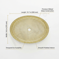 Close-up of luxury gold glass countertop wash basin showing premium finish and oval design details