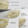 InArt luxury gold glass countertop wash basin shown from alternate angle, oval shaped bathroom basin