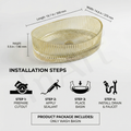 InArt luxury gold glass countertop wash basin in protective packaging, oval design 50x37x14cm