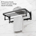 InArt grey 24-inch foldable wall-mounted towel rack - close-up of shelf and rod mounting detail