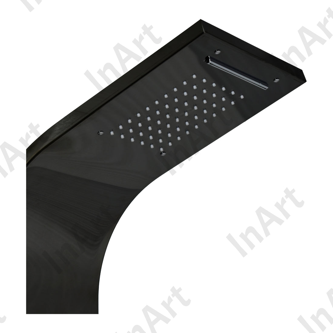 InArt black stainless steel shower panel tower system with 5-in-1 features, main product view