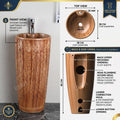 Full height view of 38x38x85 cm freestanding pedestal wash basin for modern washroom