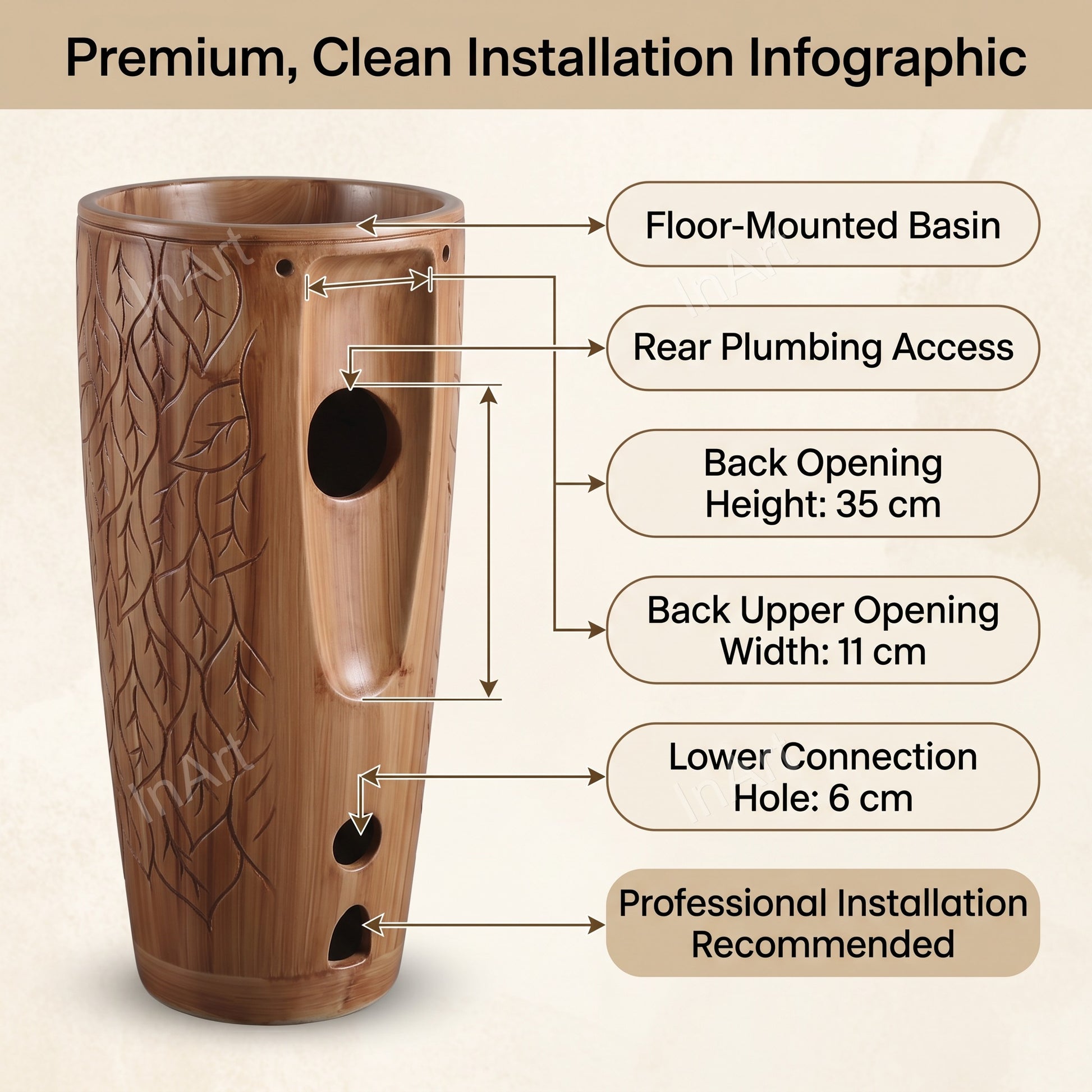 Ceramic freestanding wash basin showing clean base and pedestal form for contemporary spaces