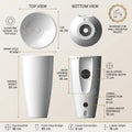 Side profile of freestanding pedestal wash basin showing full pedestal height