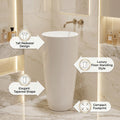Top view of round wash basin without tap hole in glossy white ceramic