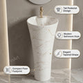 Freestanding pedestal wash basin installed-look angle for modern washroom interiors