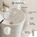 Ceramic pedestal wash basin full height view highlighting compact 15x15 inch footprint