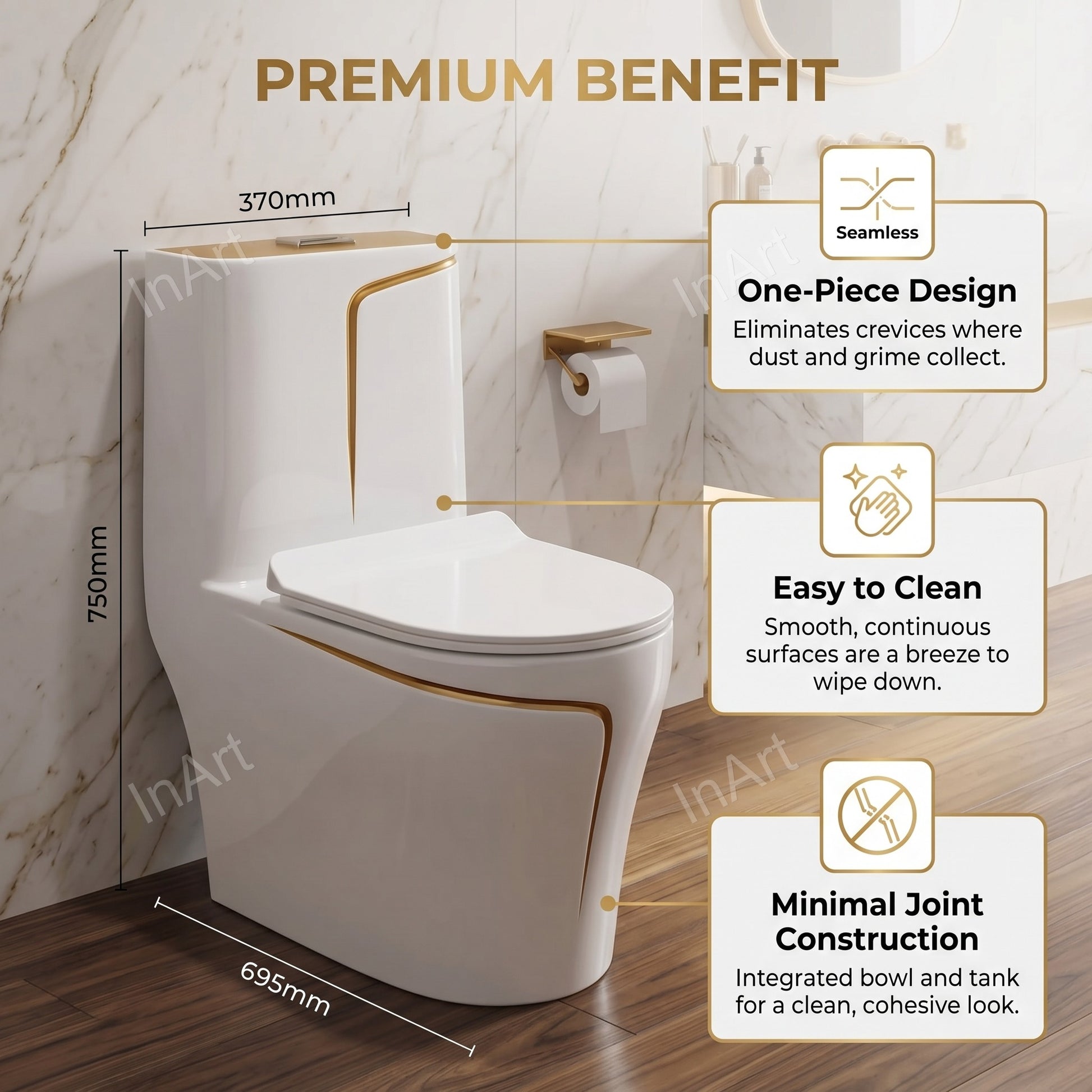 P-trap wall outlet drain connection area for floor mounted commode